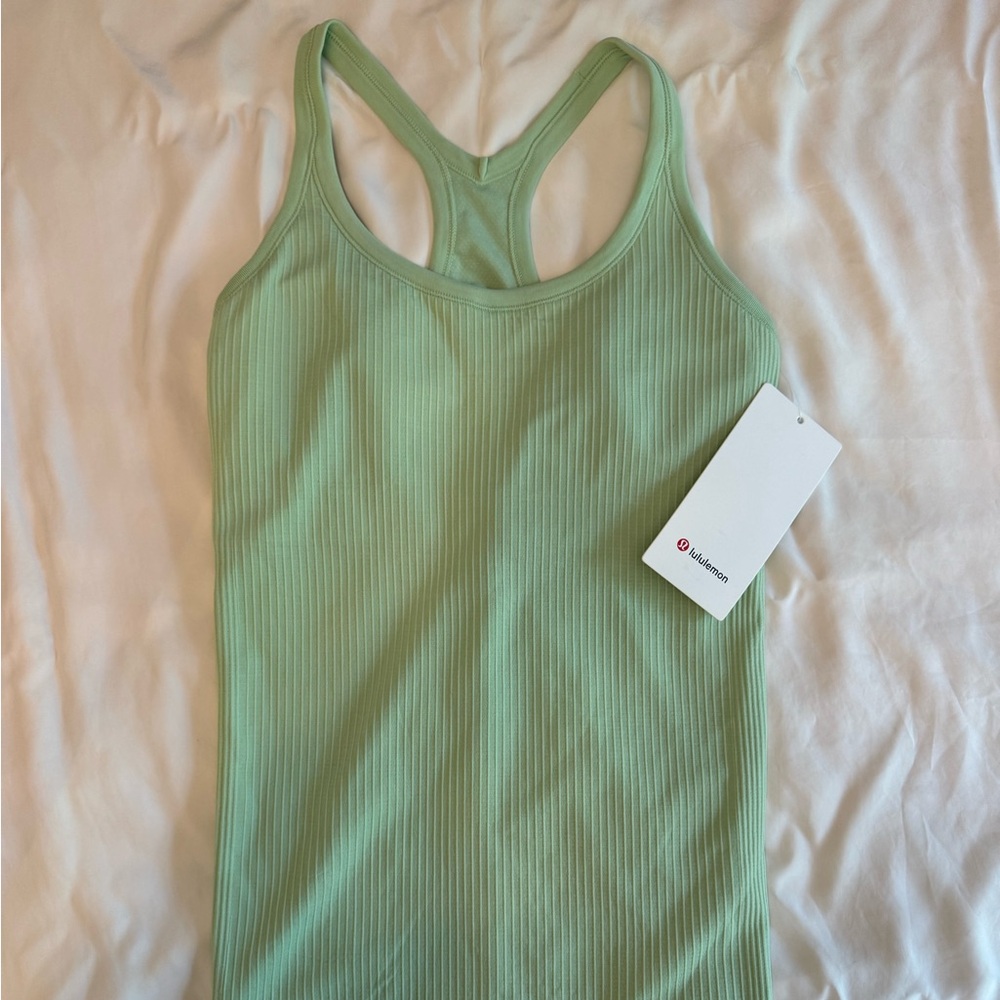 NWT lululemon light green ebb to street tank top